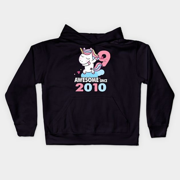 9 Years Old 9th Birthday Unicorn Dabbing Shirt Girl Party Kids Hoodie by Simpsonfft